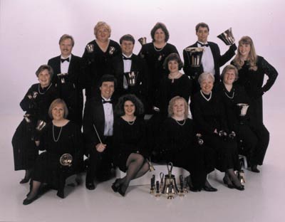 Bells of the Lakes handbell ensemble group photo 2000